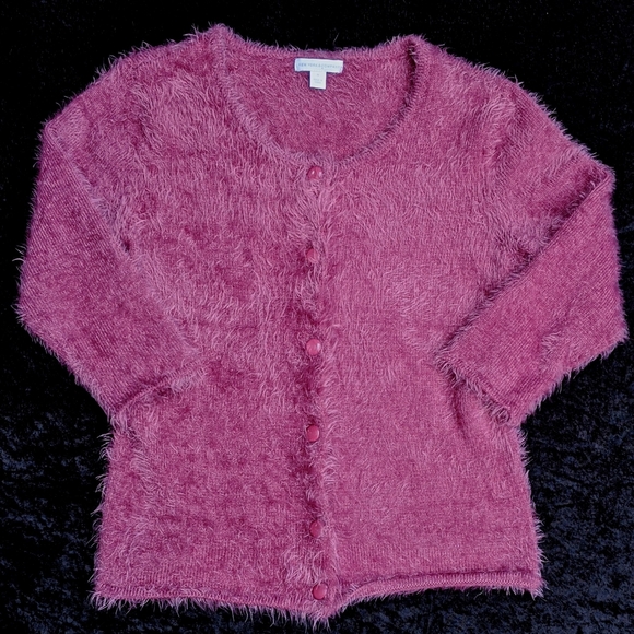 New York & Company Dark Magenta Fuzzy Cardigan - Picture 3 of 4